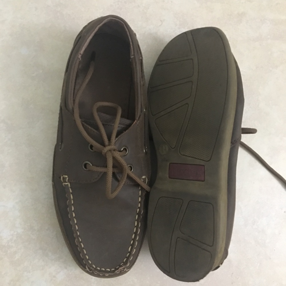 Lace Up Oak Brown Loafer Style Work Shoes Sz 7/2